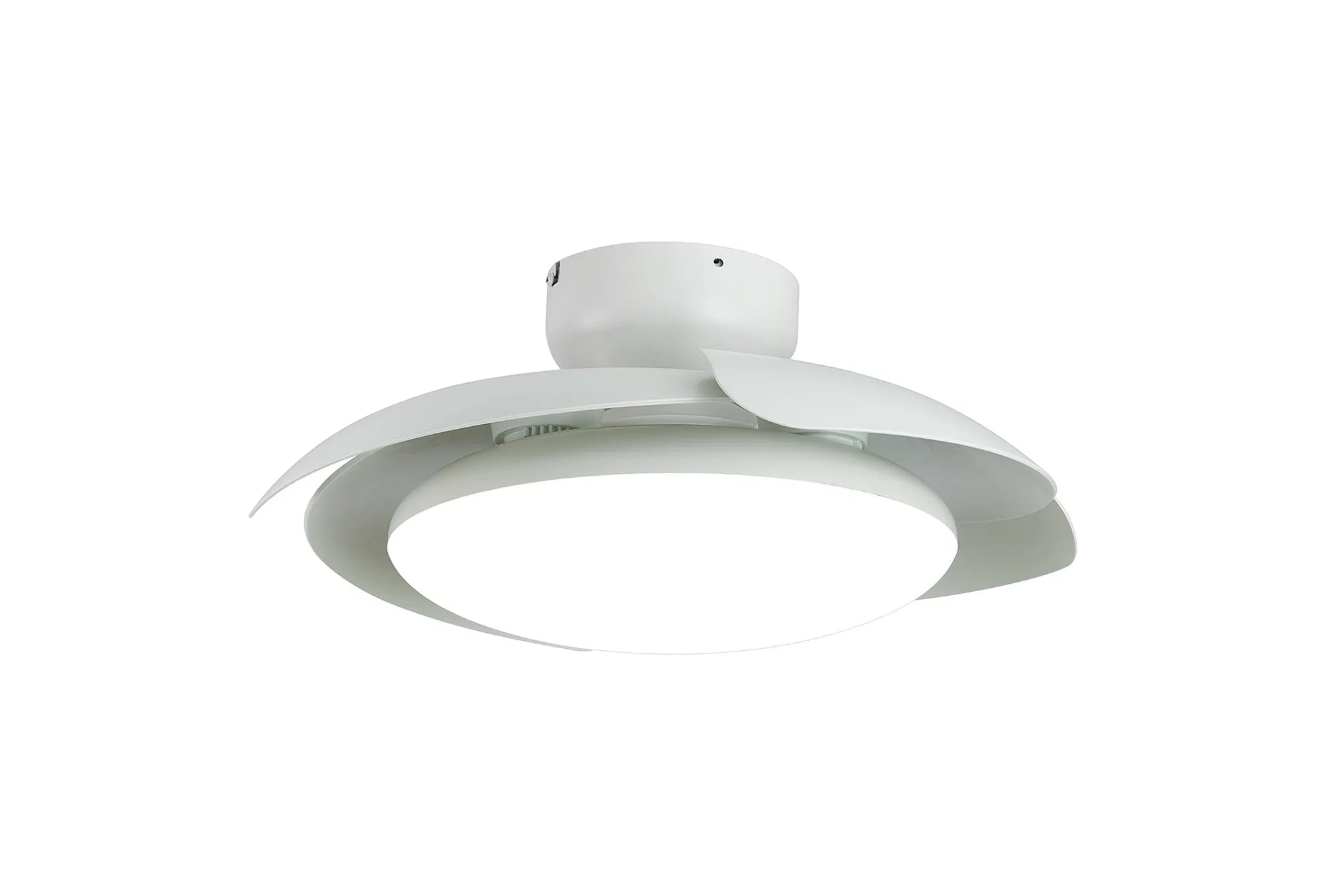 Aloha II 49cm LED Dimmable Ceiling Light With Built-In DC Fan- Wood/ White Finishes