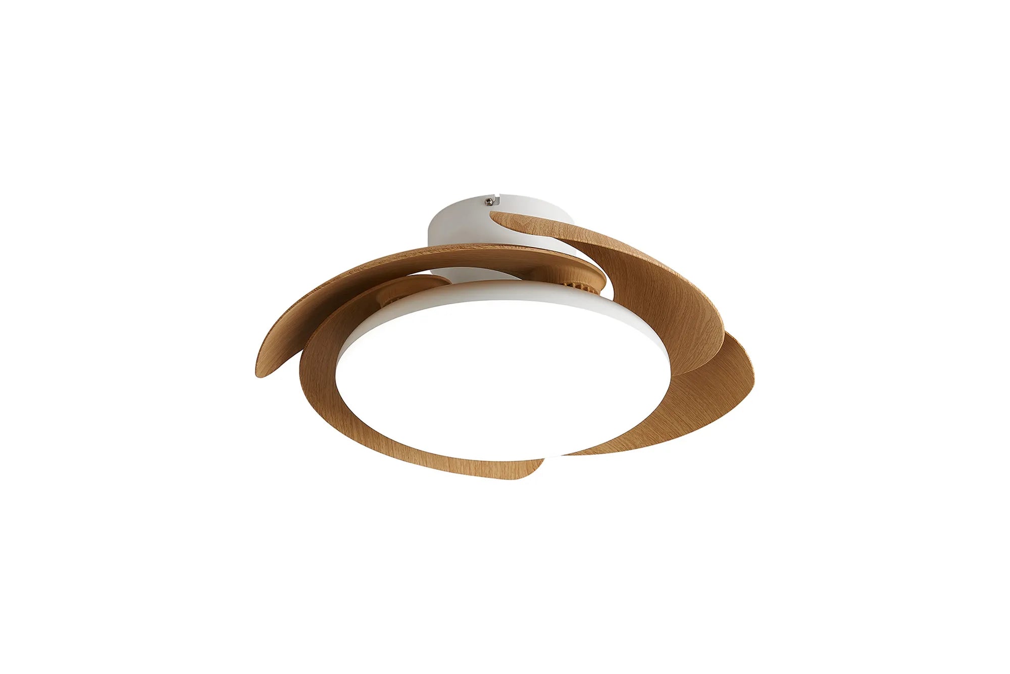 Aloha II 49cm LED Dimmable Ceiling Light With Built-In DC Fan- Wood/ White Finishes