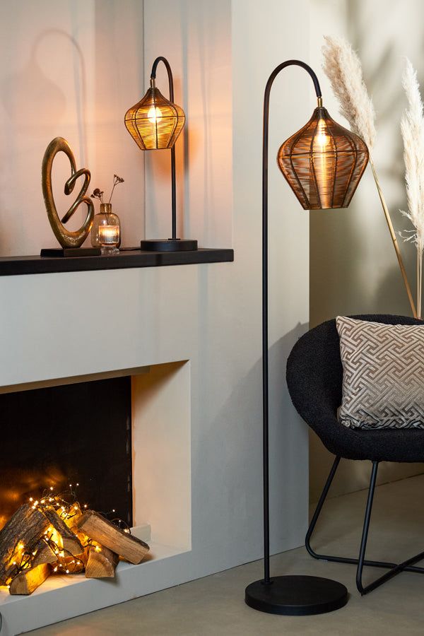 Alvaro Floor Lamp - Antique Bronze & Matt Black Finish