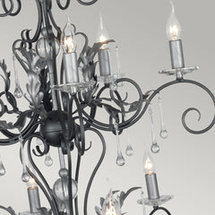 Amarilli 15Lt Chandelier Ceiling Light - Black & Silver Finish