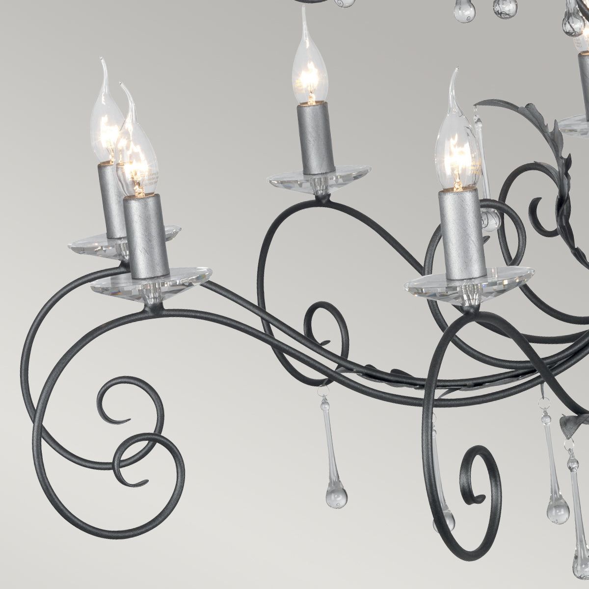 Amarilli 15Lt Chandelier Ceiling Light - Black & Silver Finish