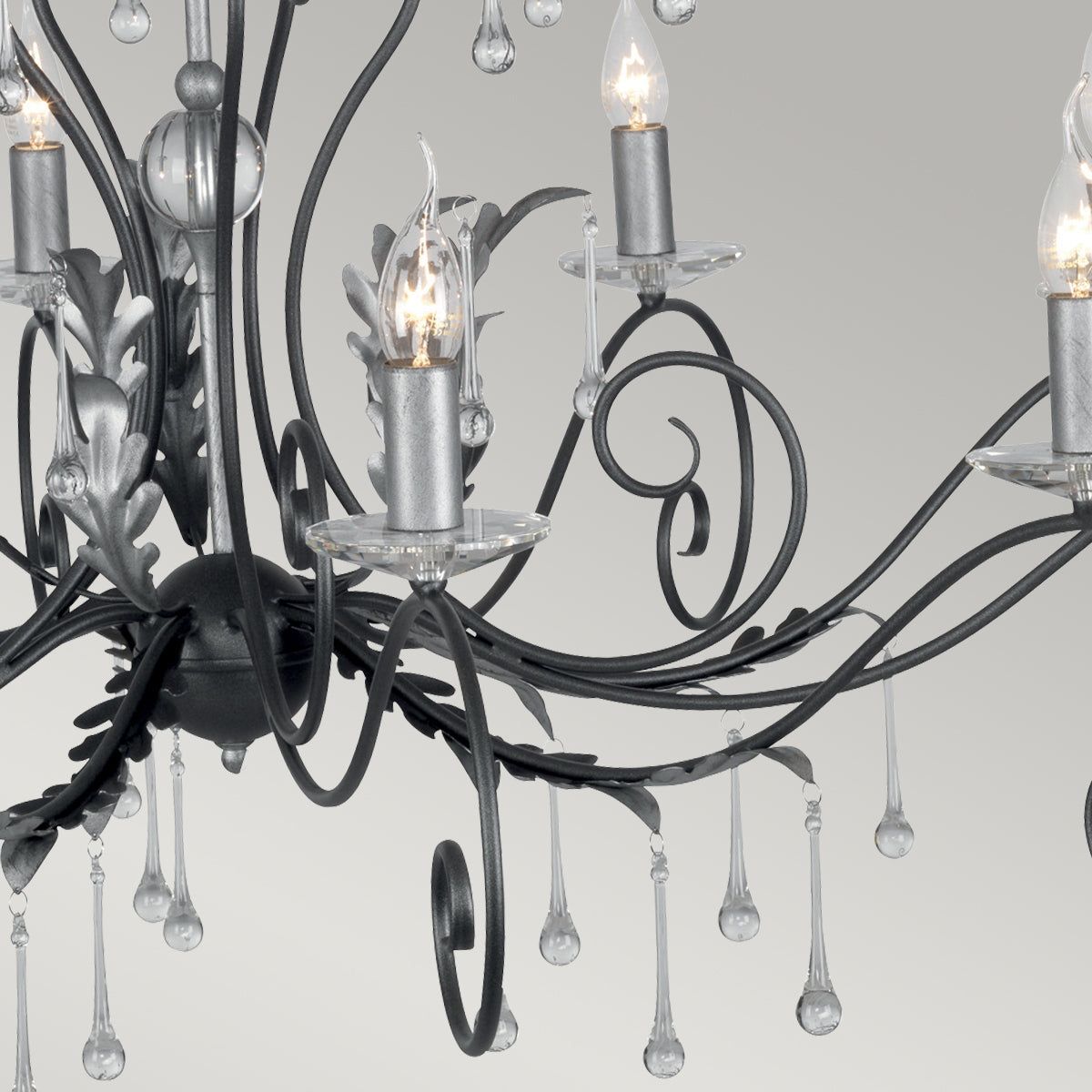 Amarilli 15Lt Chandelier Ceiling Light - Black & Silver Finish