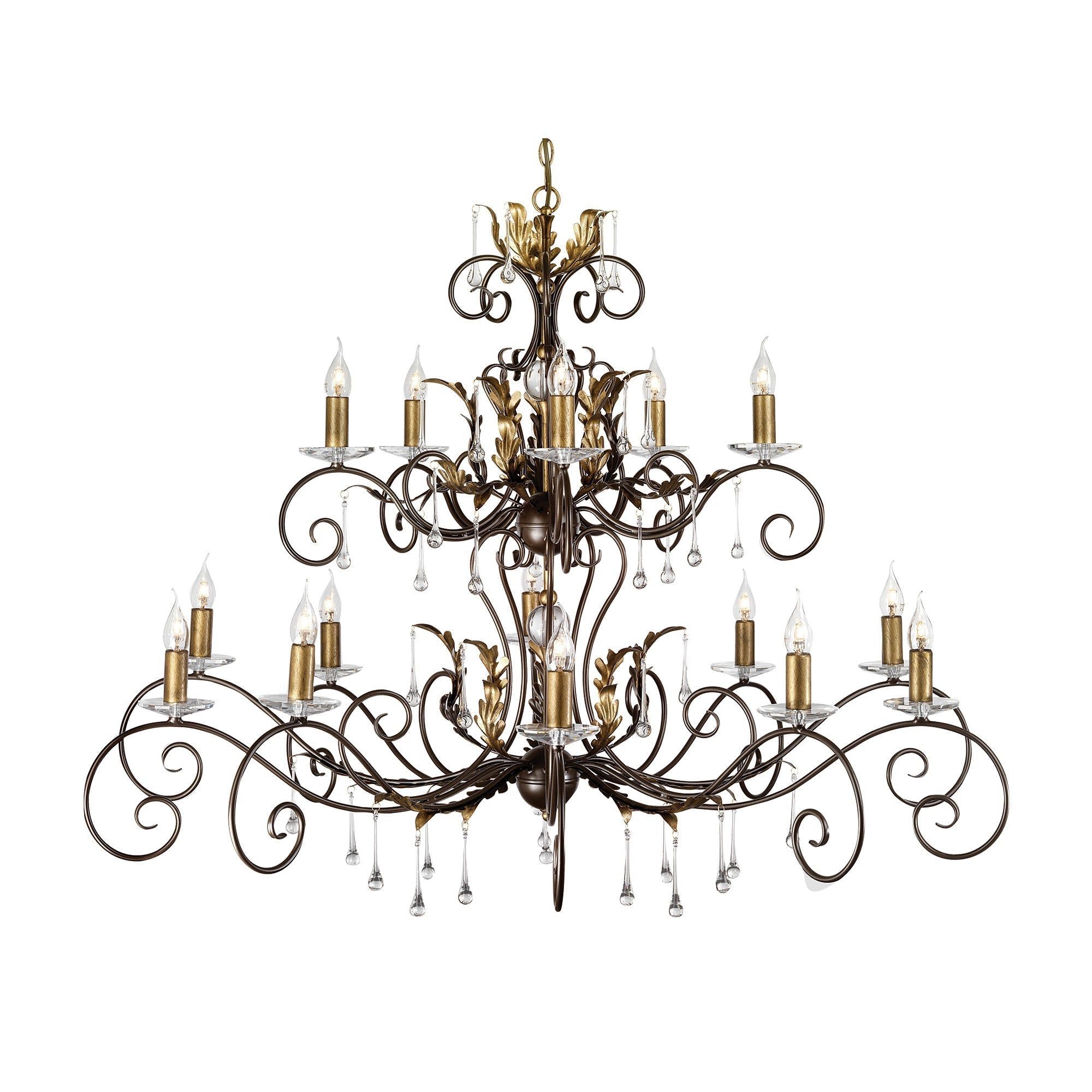 Amarilli 15Lt Chandelier Ceiling Light - Black & Silver/Bronze Finish - Cusack Lighting