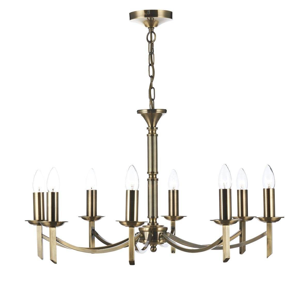 Ambassador 8 Light Fitting Dual Mount  Antique Brass - Cusack Lighting