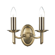 Dar Ambassador Double Wall Bracket - Antique Brass/Satin Chrome Finish - Cusack Lighting