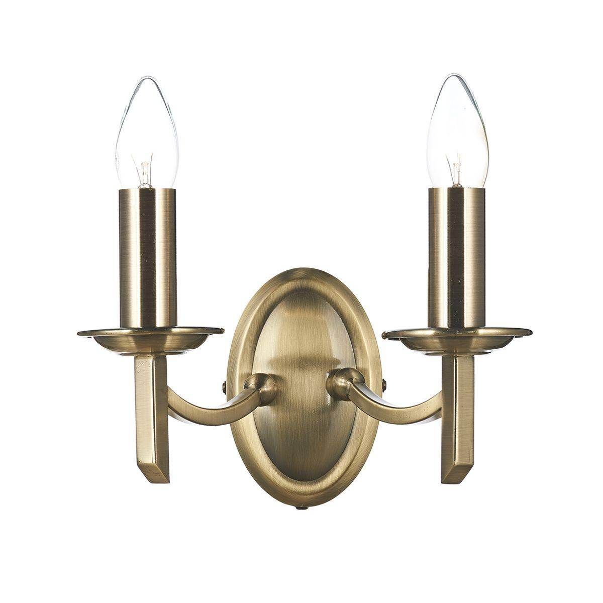 Dar Ambassador Double Wall Bracket - Antique Brass/Satin Chrome Finish - Cusack Lighting