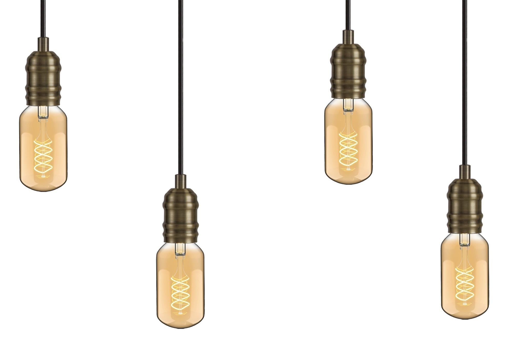 Ambover Kitchen Table/Island Ceiling Light, 4Lt x E27, Medium Oak & Antique Brass, IP20