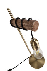 Ambover Table Lamp, 1 x E27, Medium Oak & Antique Brass, IP20