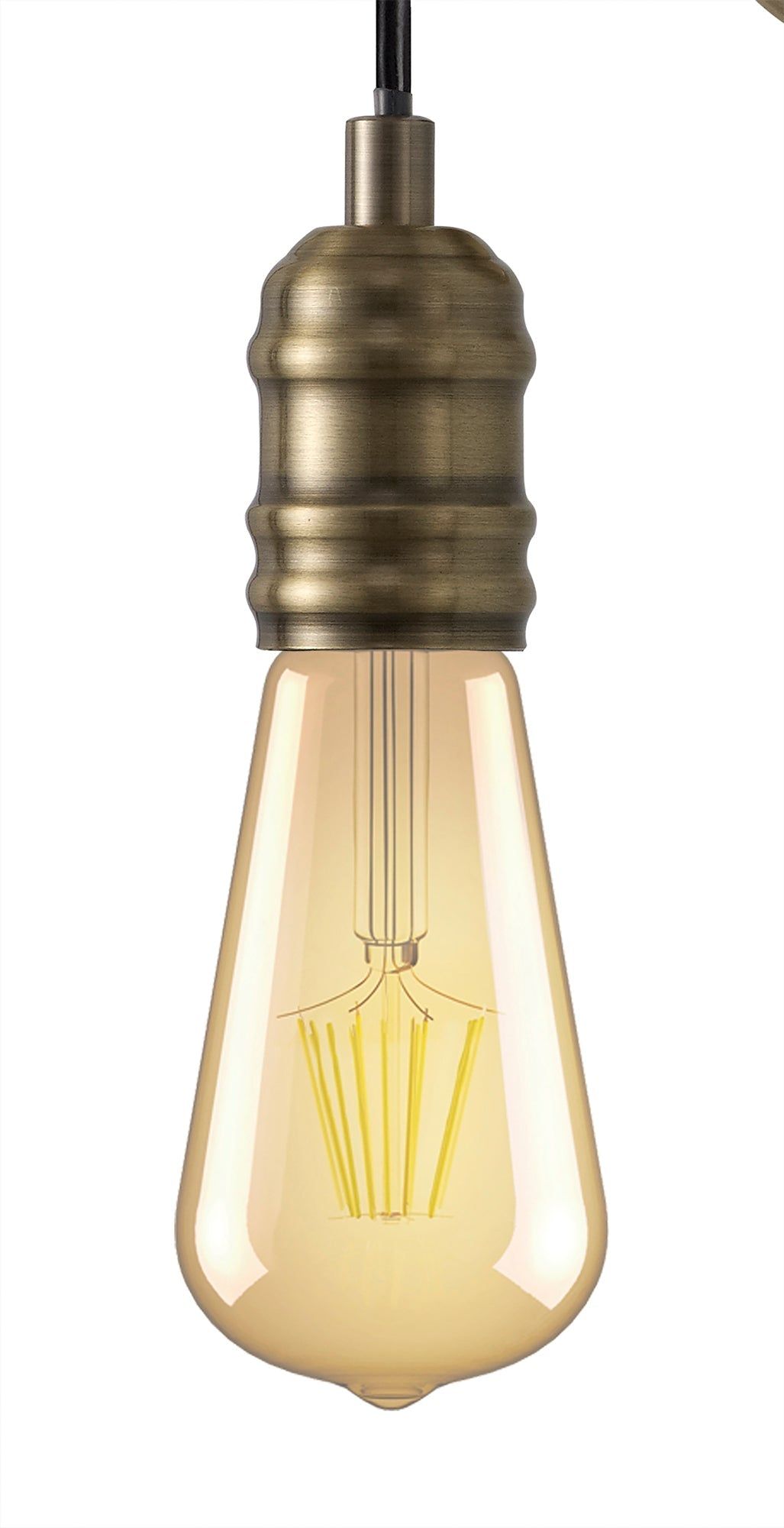 Ambover Wall Lamp, 1 x E27, Medium Oak & Antique Brass IP20