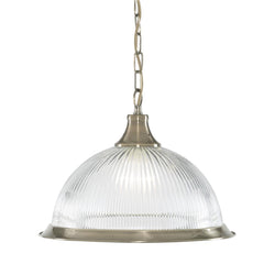 American Diner Pendant - Antique Brass/Silver & Glass