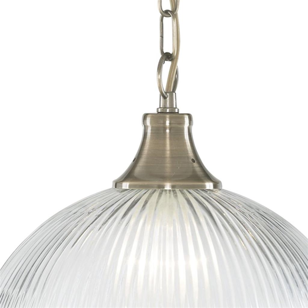 American Diner Pendant - Antique Brass/Silver & Glass