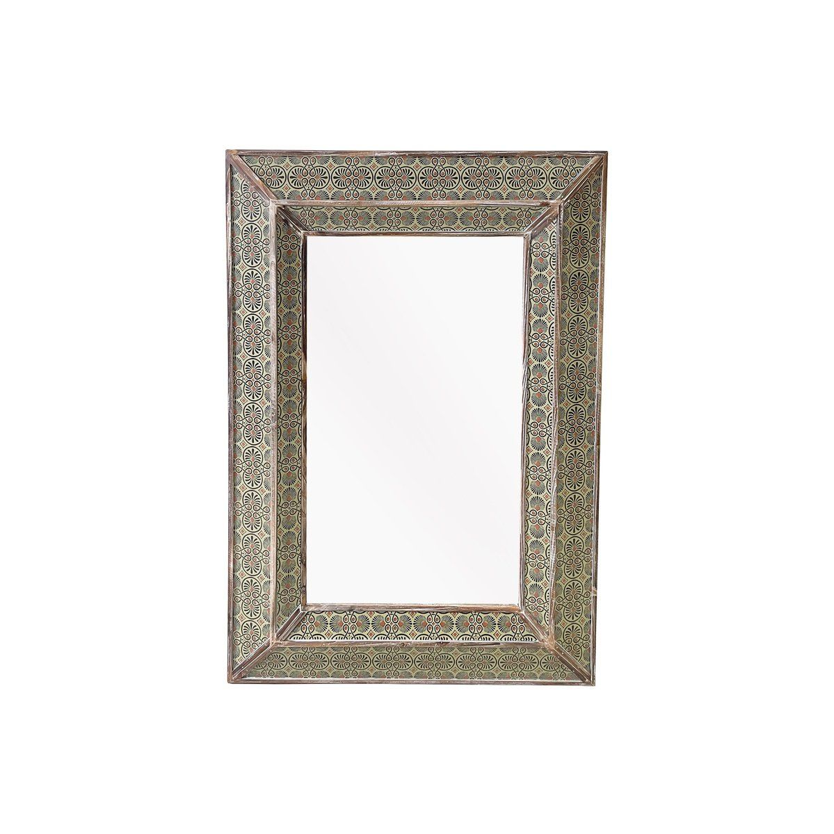 Amira Rectangular Mirror - Green & Brown Finish