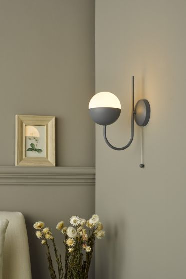 Andre Single Wall Light Grey Opal Glass