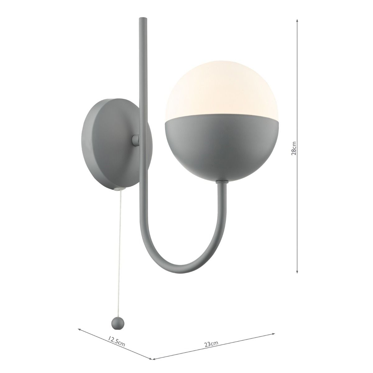 Andre Single Wall Light Grey Opal Glass