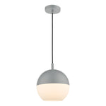 Andre 1 Light Single Pendant Grey/Brass Opal Glass