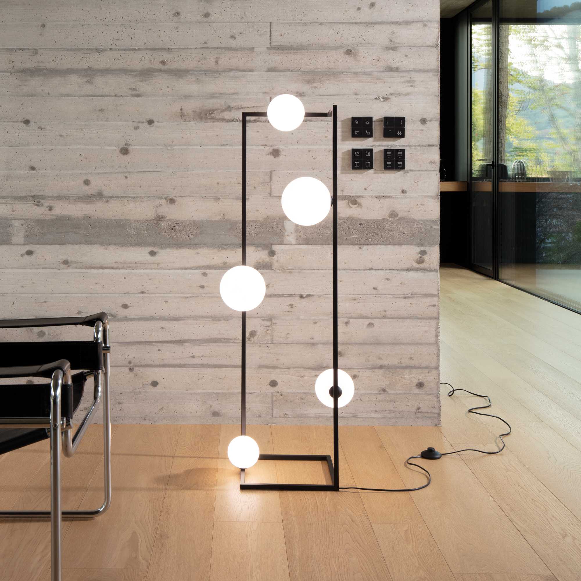 Angolo 5Lt Floor Lamp - Black/Brass Finish - Cusack Lighting