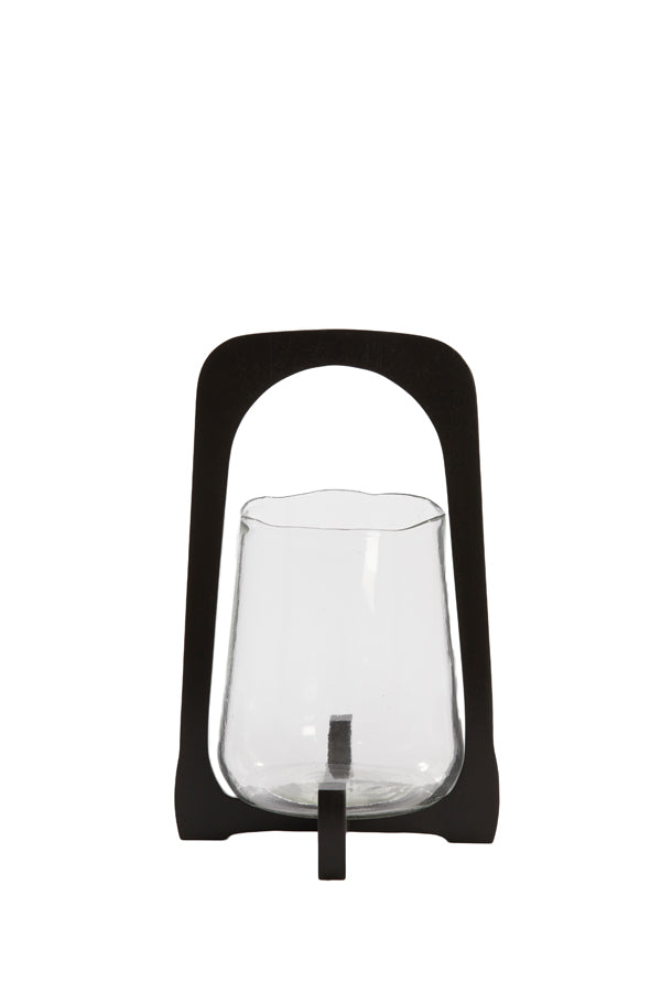 Anosy Small Hurricane - Black Wood & Clear Glass Finish