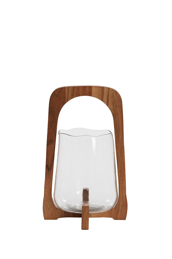Anosy Small Hurricane - Natural Wood & Clear Glass Finish