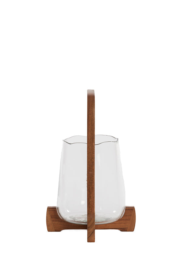 Anosy Small Hurricane - Natural Wood & Clear Glass Finish