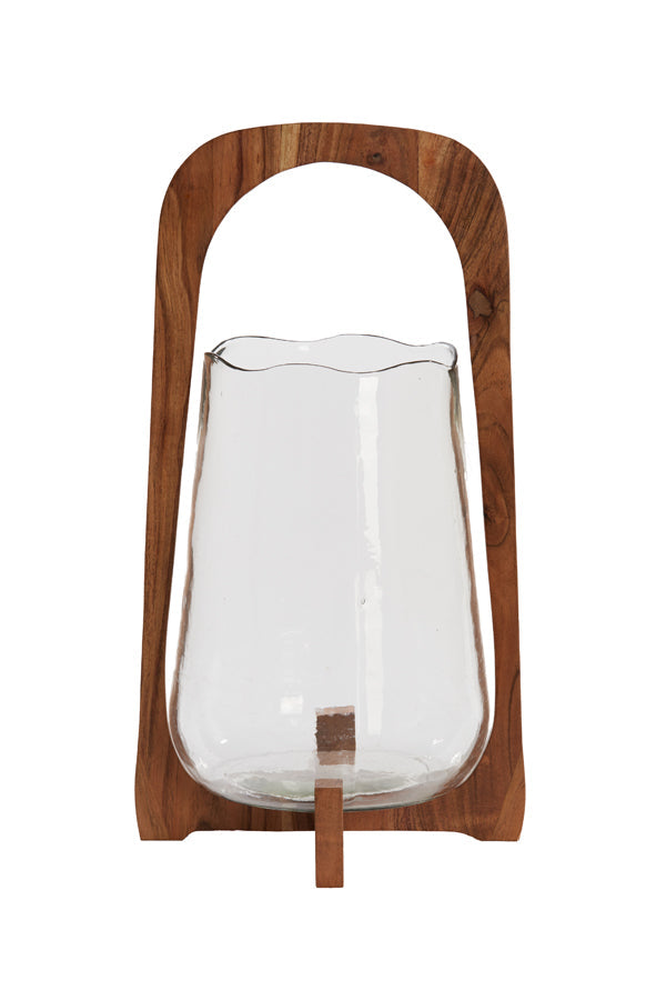 Anosy Large Hurricane - Natural Wood & Clear Glass Finish
