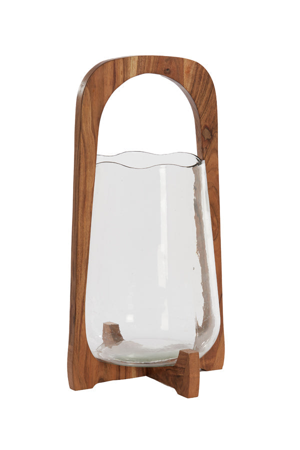 Anosy Large Hurricane - Natural Wood & Clear Glass Finish