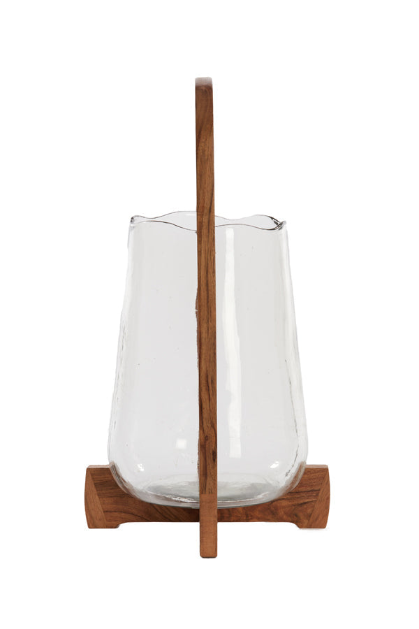 Anosy Large Hurricane - Natural Wood & Clear Glass Finish