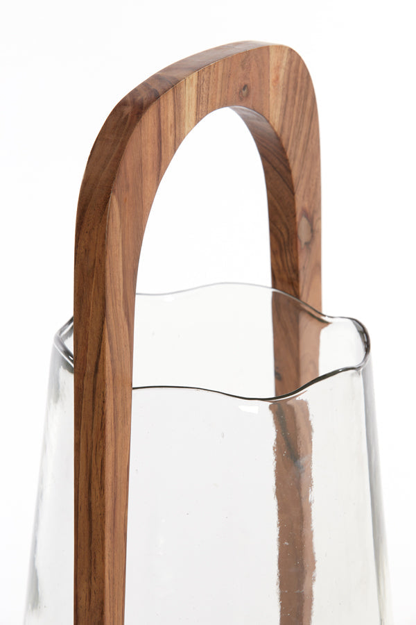 Anosy Large Hurricane - Natural Wood & Clear Glass Finish