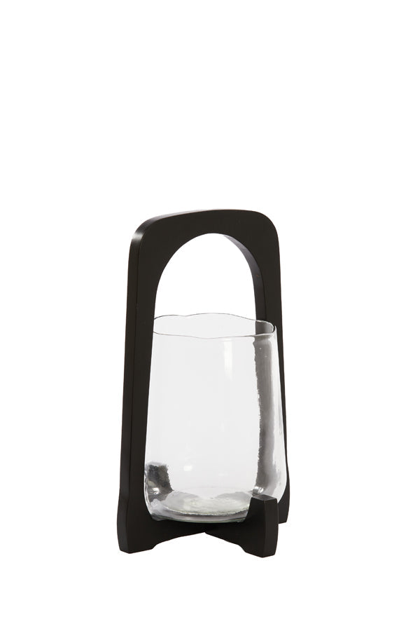 Anosy Small Hurricane - Black Wood & Clear Glass Finish