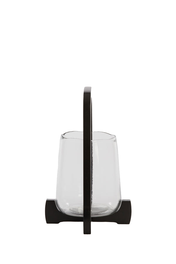 Anosy Small Hurricane - Black Wood & Clear Glass Finish