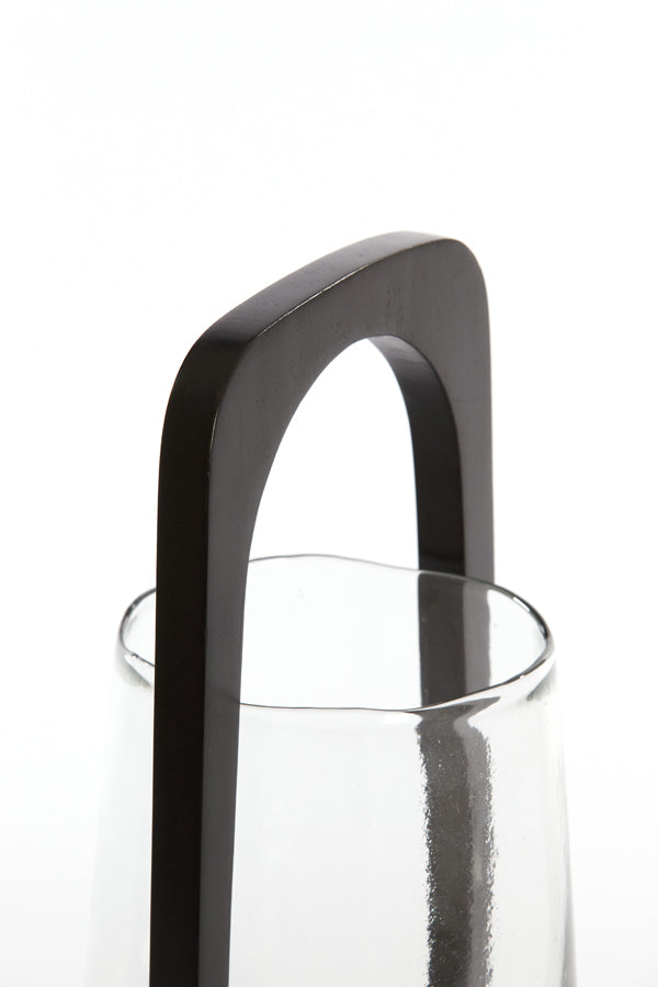 Anosy Small Hurricane - Black Wood & Clear Glass Finish