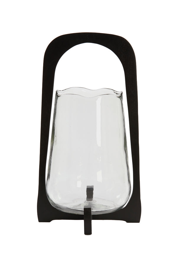 Anosy Large Hurricane - Black Wood & Clear Glass Finish