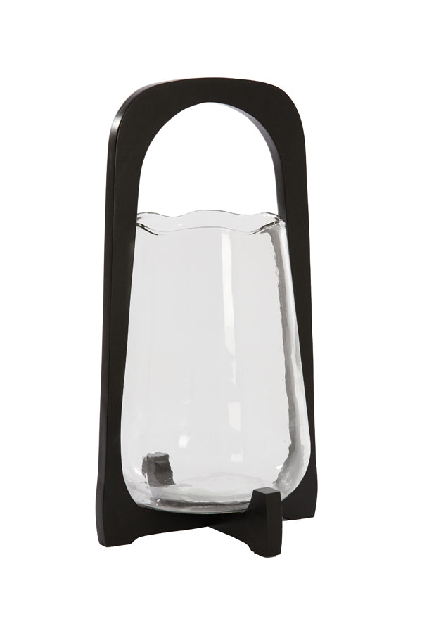 Anosy Large Hurricane - Black Wood & Clear Glass Finish