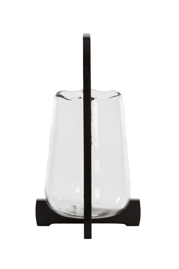 Anosy Large Hurricane - Black Wood & Clear Glass Finish