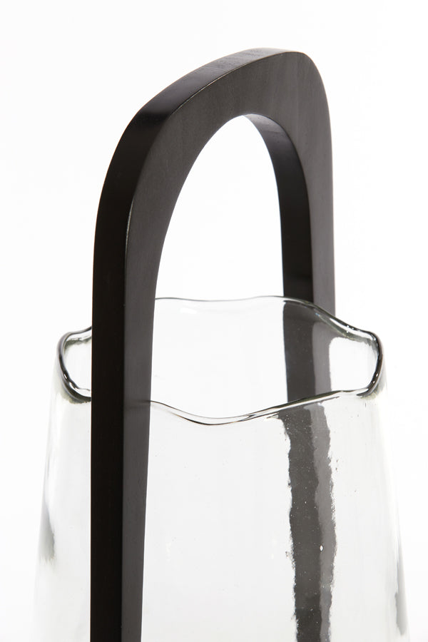 Anosy Large Hurricane - Black Wood & Clear Glass Finish