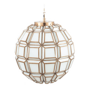 Antique Brass and White Glass Globe Pendant - Cusack Lighting