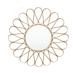 Antique Gold Metal Petal Design Round Wall Mirror - Cusack Lighting