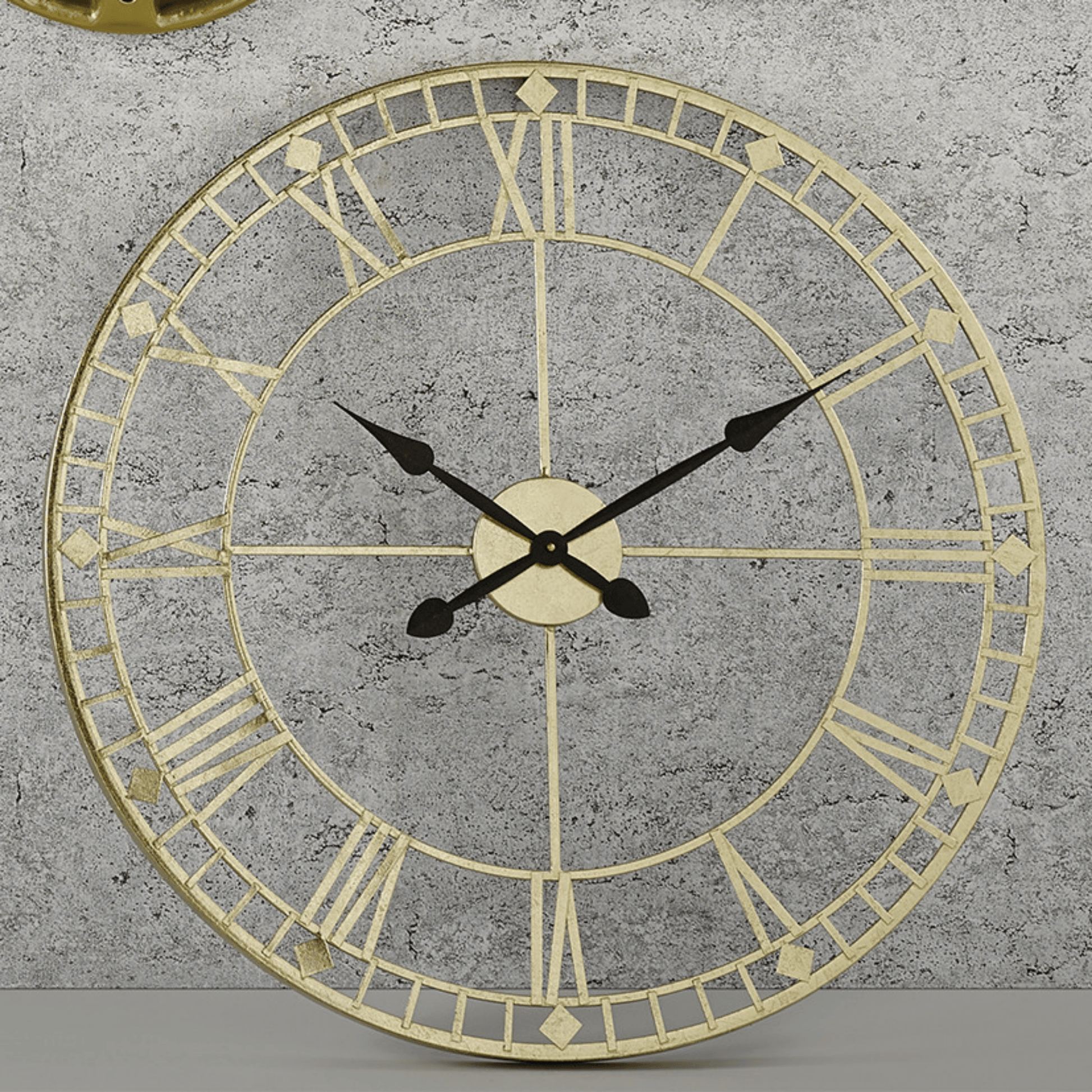 Antique Gold Metal Round Wall Clock - Cusack Lighting