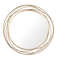 Antique Gold Metal Round Wall Mirror - Cusack Lighting