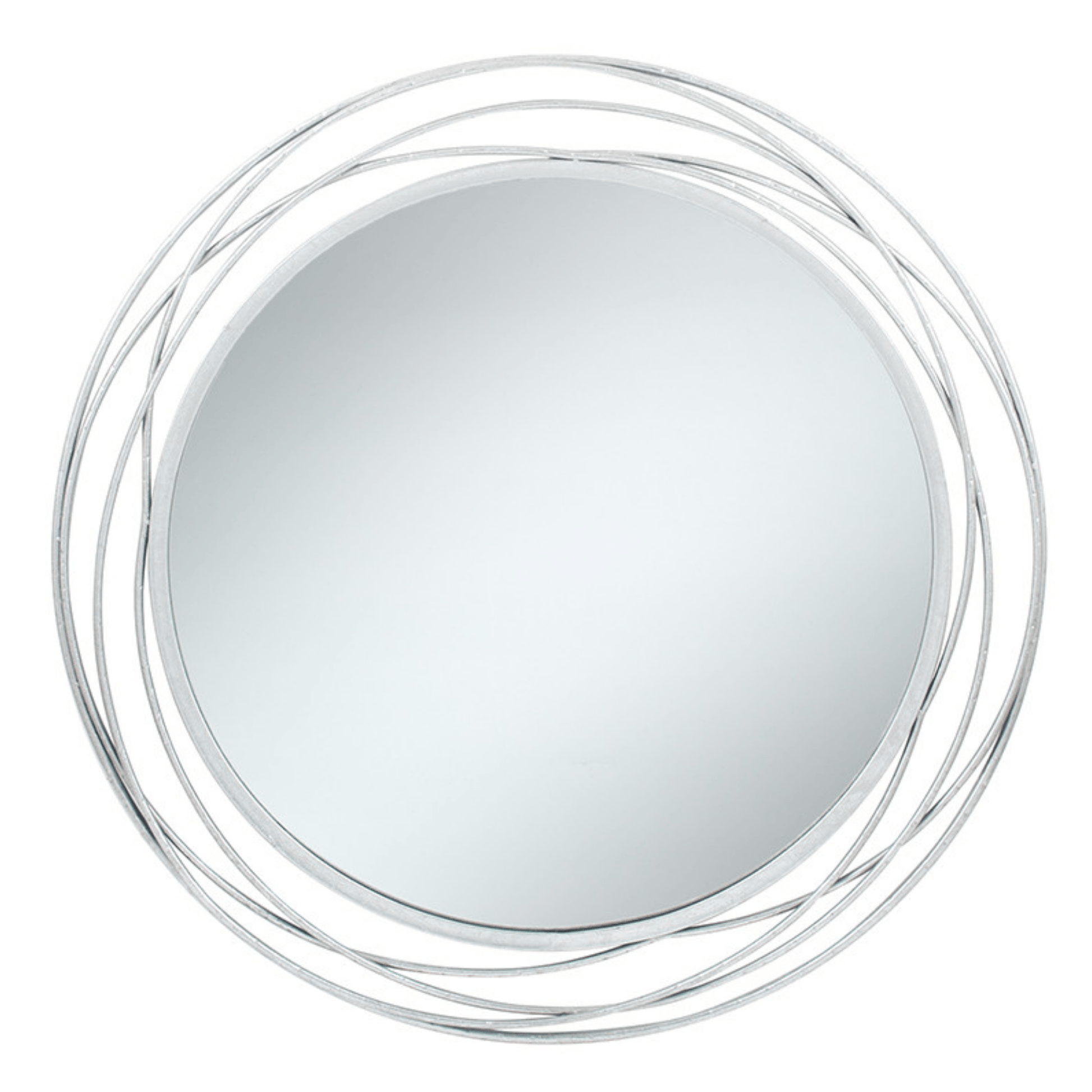 Antique Silver Metal Round Wall Mirror - Cusack Lighting