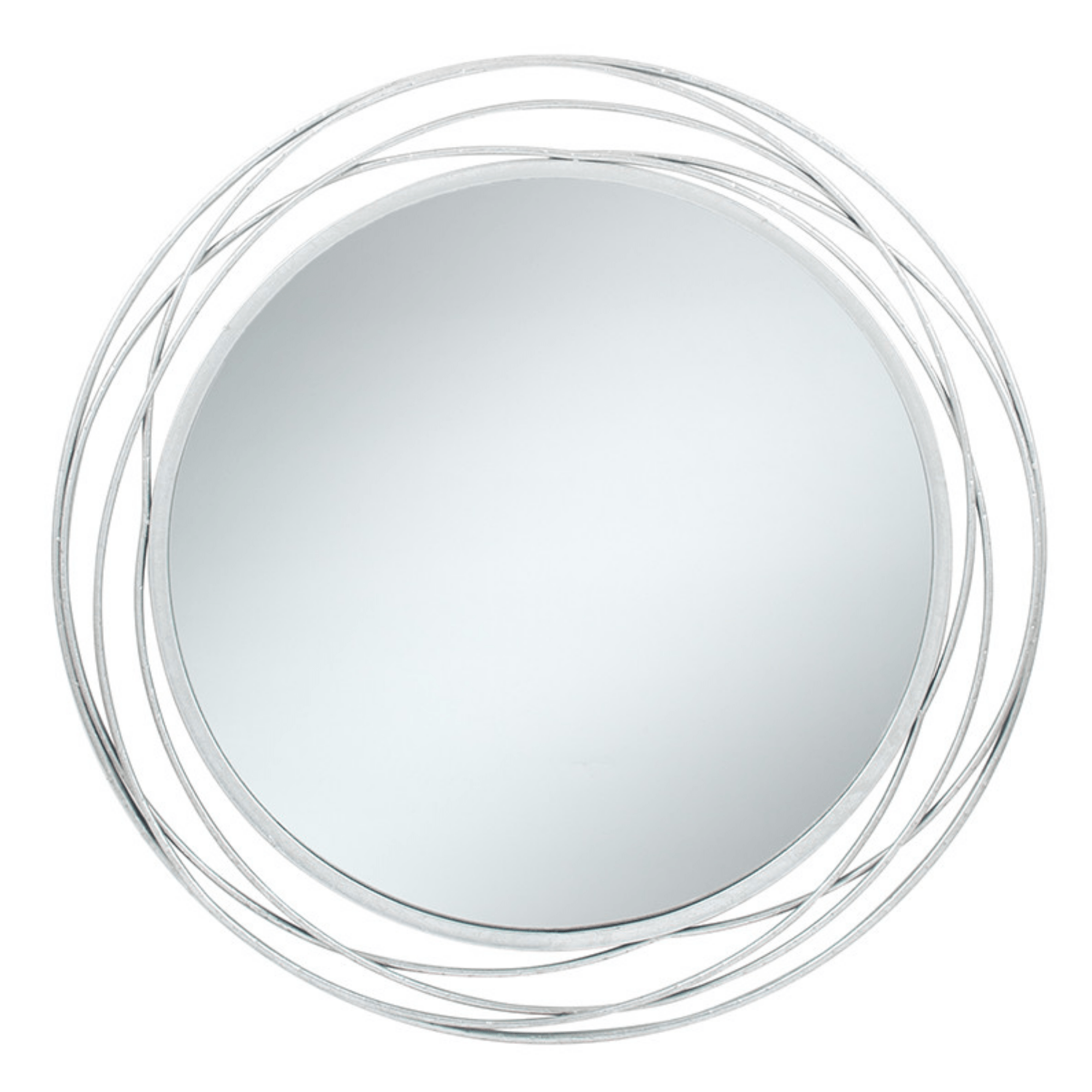 Antique Silver Metal Round Wall Mirror - Cusack Lighting