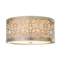 Arabesque 2L Flush Ceiling Light - Silver Leaf Patina Finish