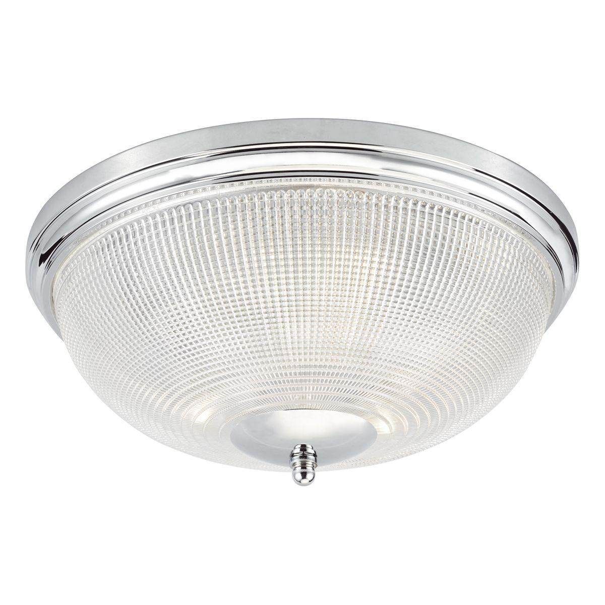Dar Arbor 3lt Flush Polished Chrome & Glass IP44 - Cusack Lighting