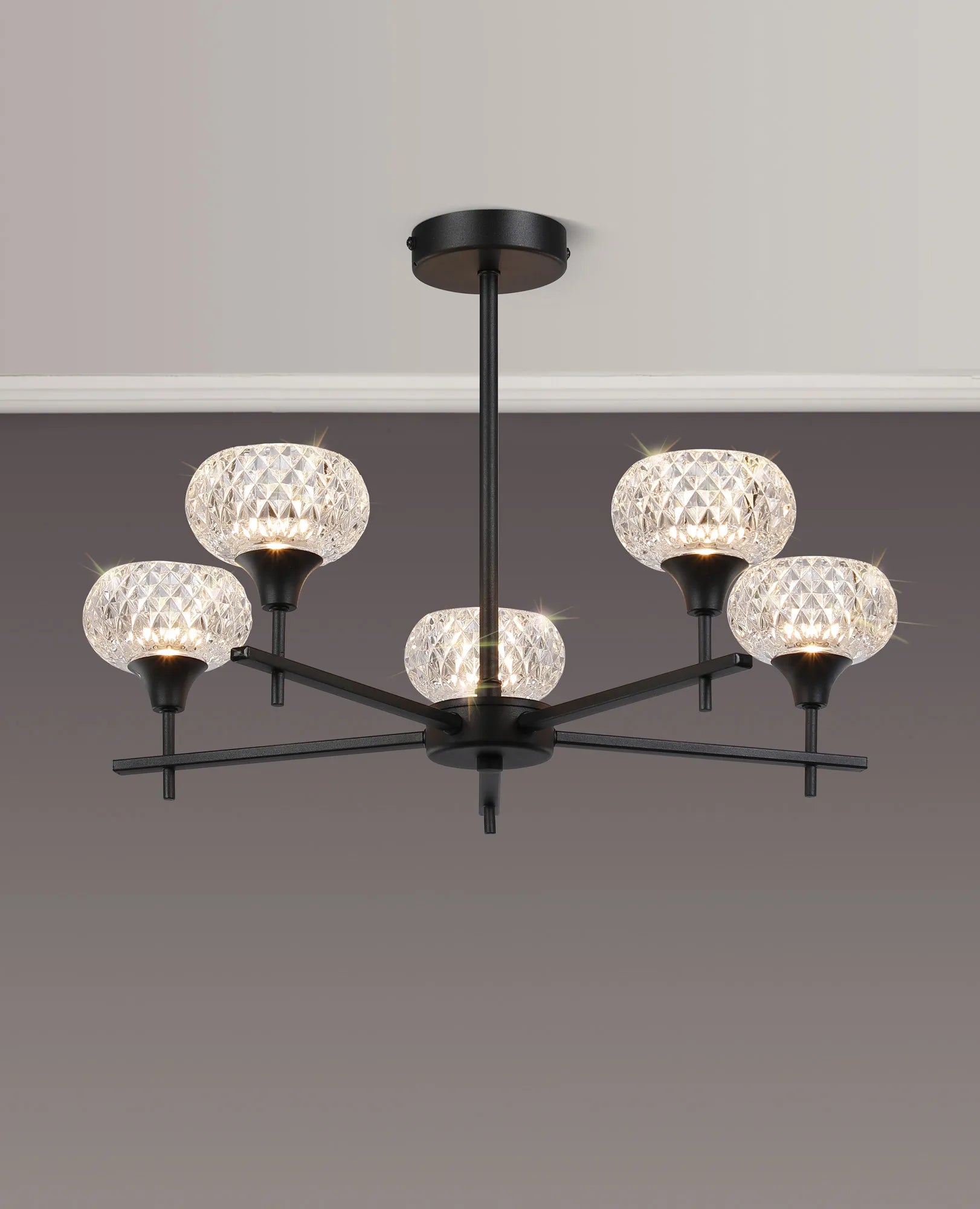 Aris 3/5lt Fixed Pendant- Polished Chrome/ Satin Black Finishes