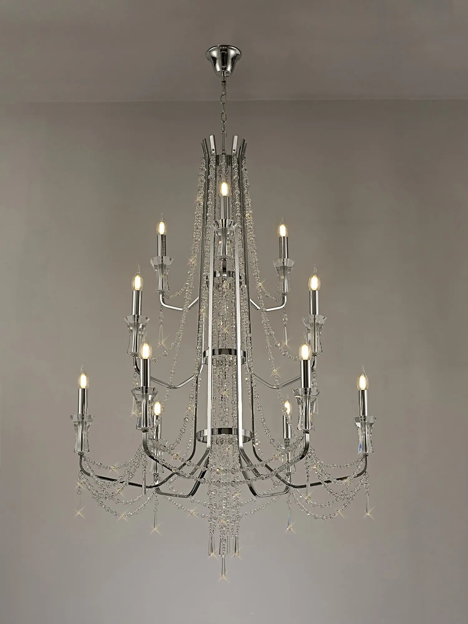 Armand 12/24Lt Crystal Chandelier - Chrome/Gold