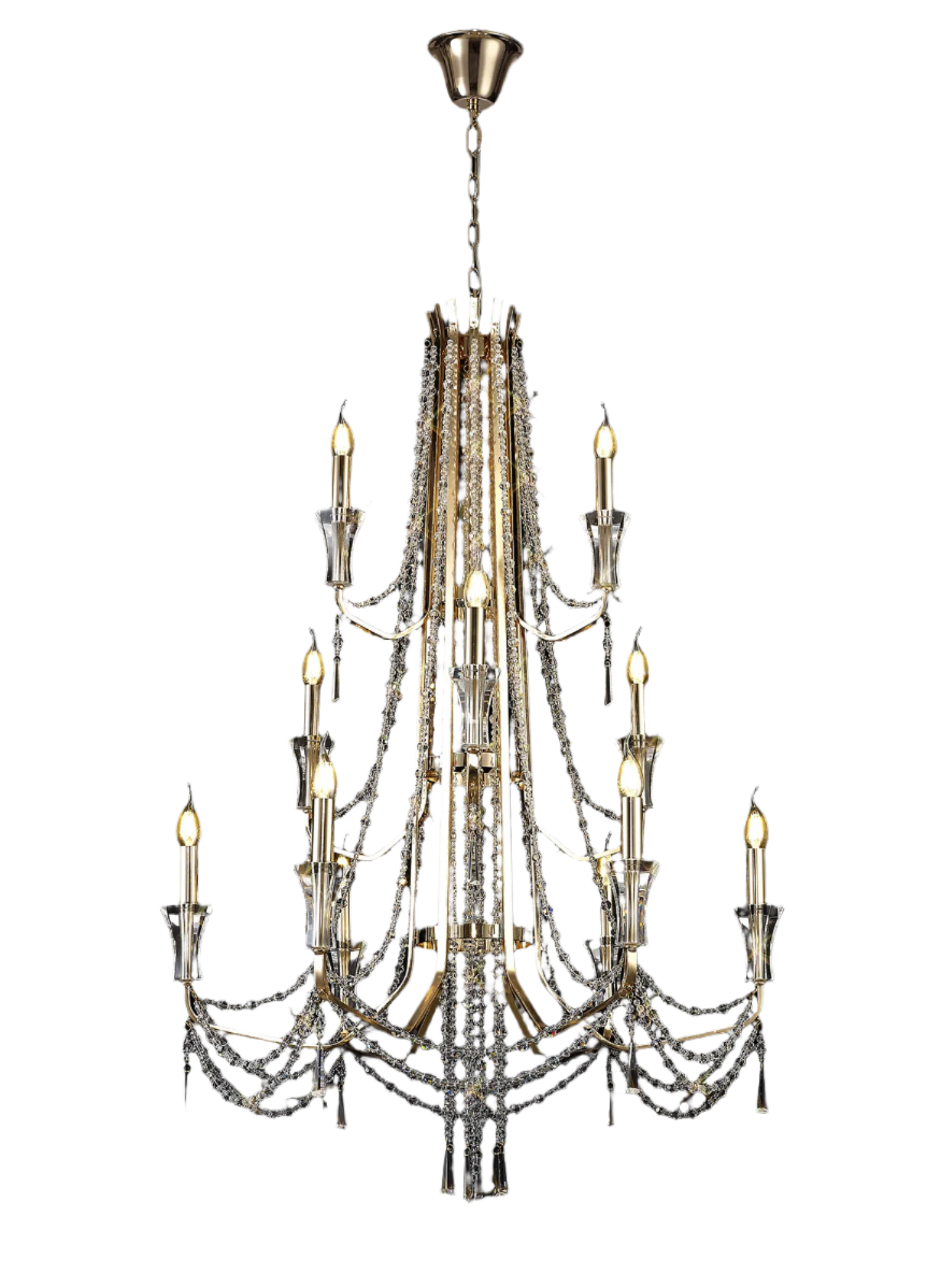 Armand 12/24Lt Crystal Chandelier - Chrome/Gold
