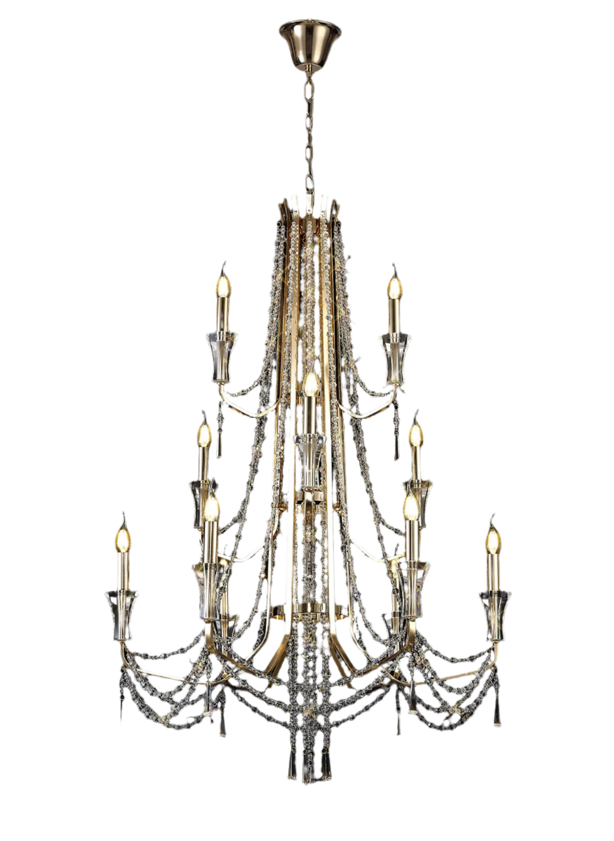 Armand 12/24Lt Crystal Chandelier - Chrome/Gold