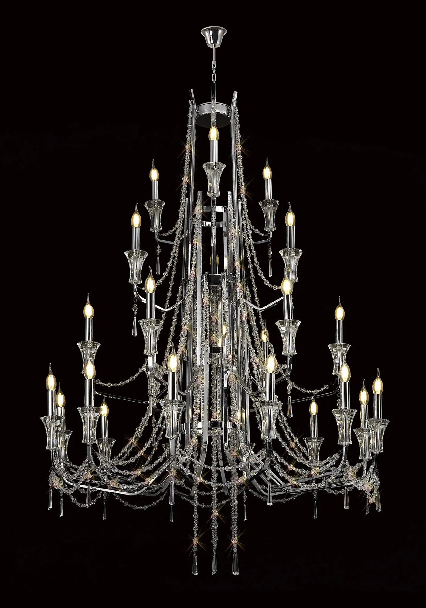 Armand 12/24Lt Crystal Chandelier - Chrome/Gold