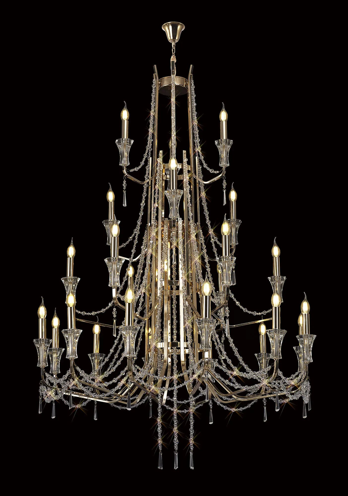 Armand 12/24Lt Crystal Chandelier - Chrome/Gold