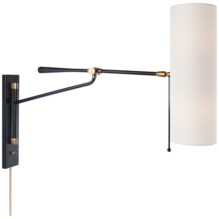 Frankfort Articulating Wall Light - Black/Brass