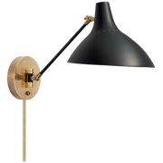 Charlton Wall Light - Black/Brass/White